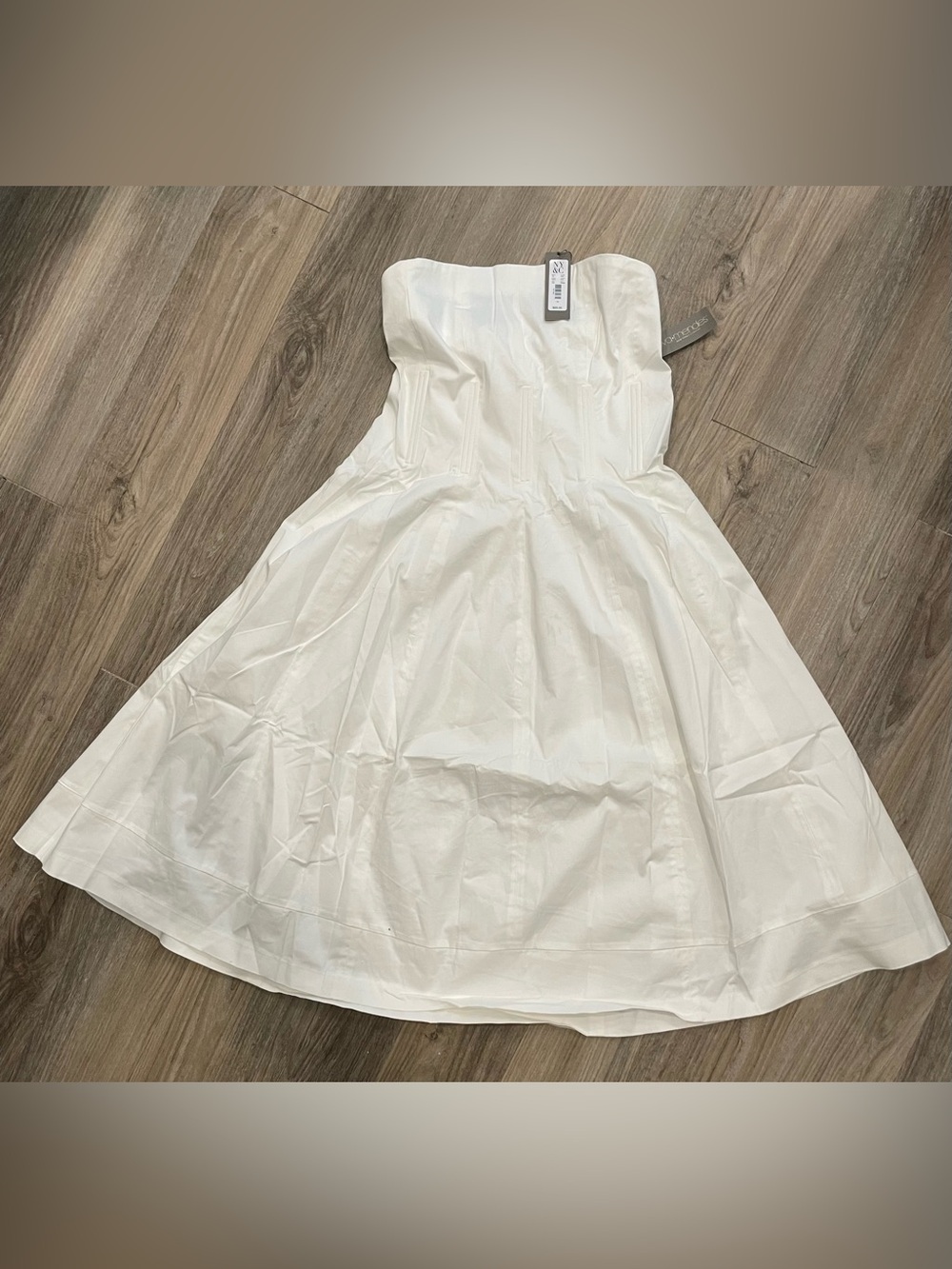 New York & Company White Strapless A-Line Dress sz16